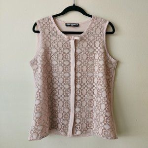 Karl Lagerfeld Light Pink Lace Blouse Shirt Top sz XL